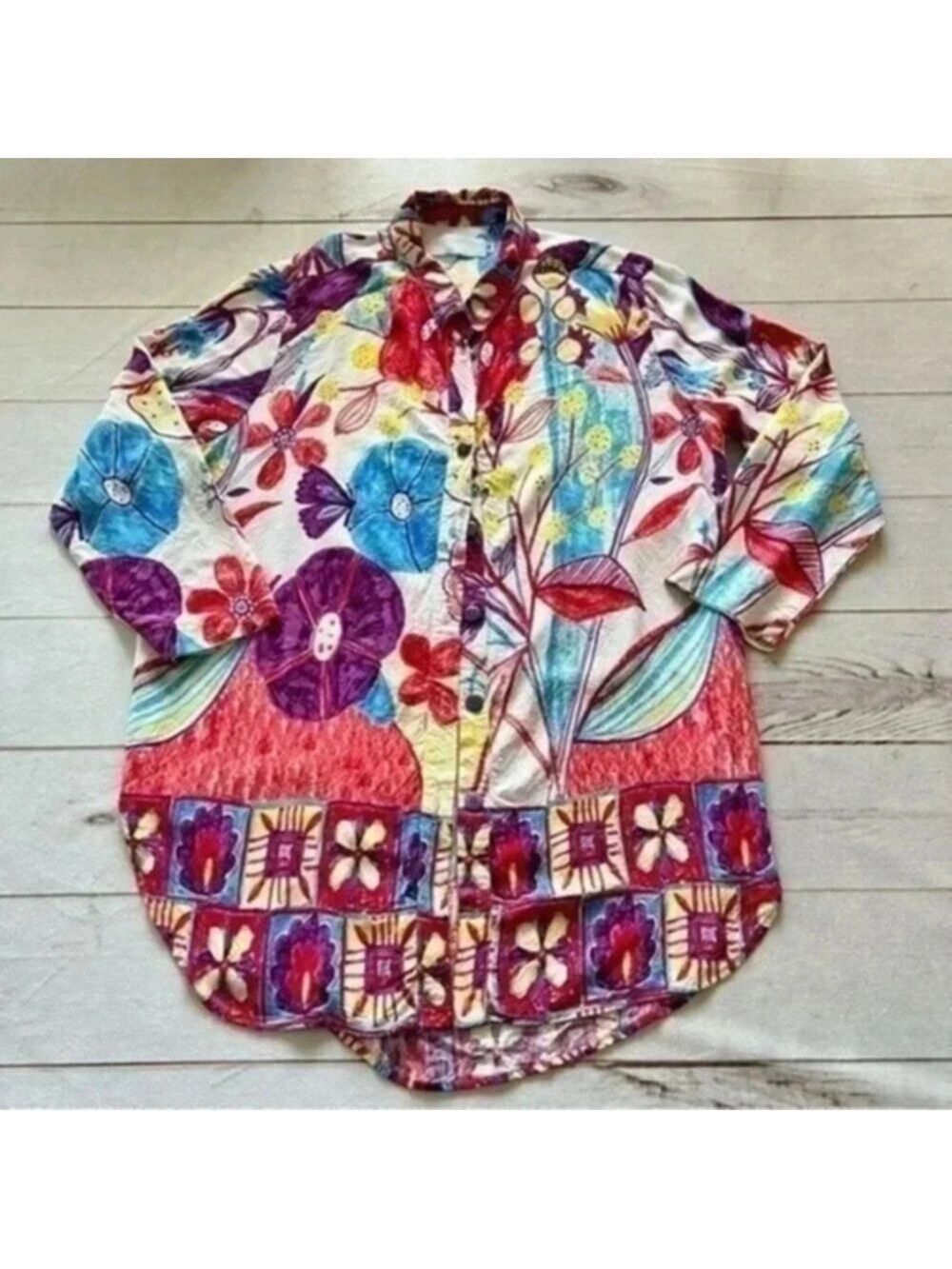 Jams World Retro Trinity Shirt Rare Artsy Novelty Women’s M Floral Hippy Boho